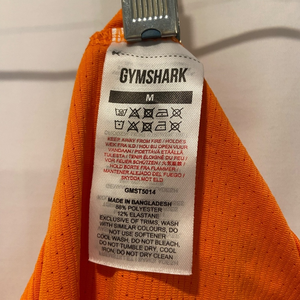 Gymshark Orange Athletic Workout Performance T-shirt Slim Fit Mens Medium - Picture 4 of 5